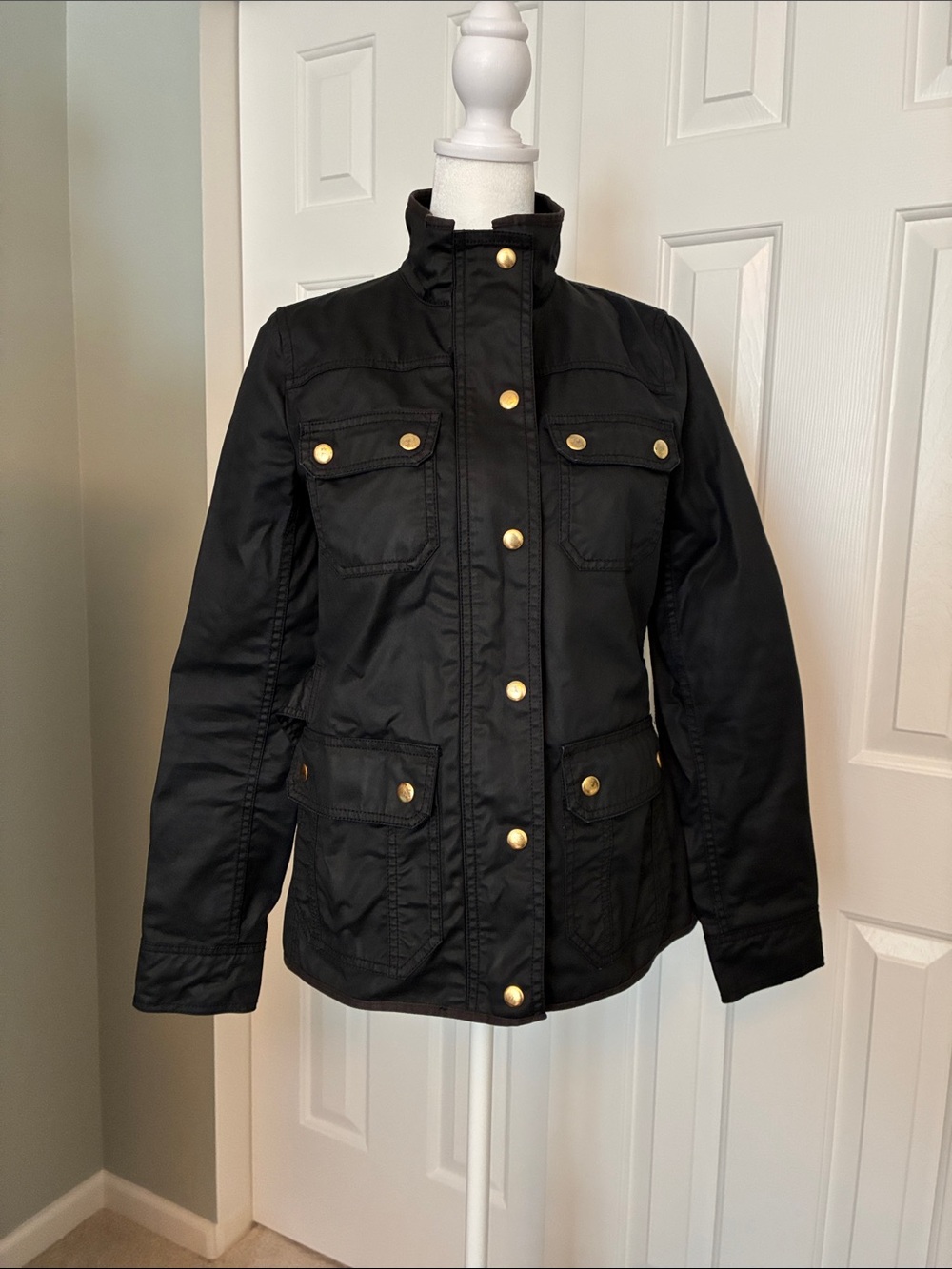 J. Crew Black Utility Field Jacket with Gold-Tone Buttons